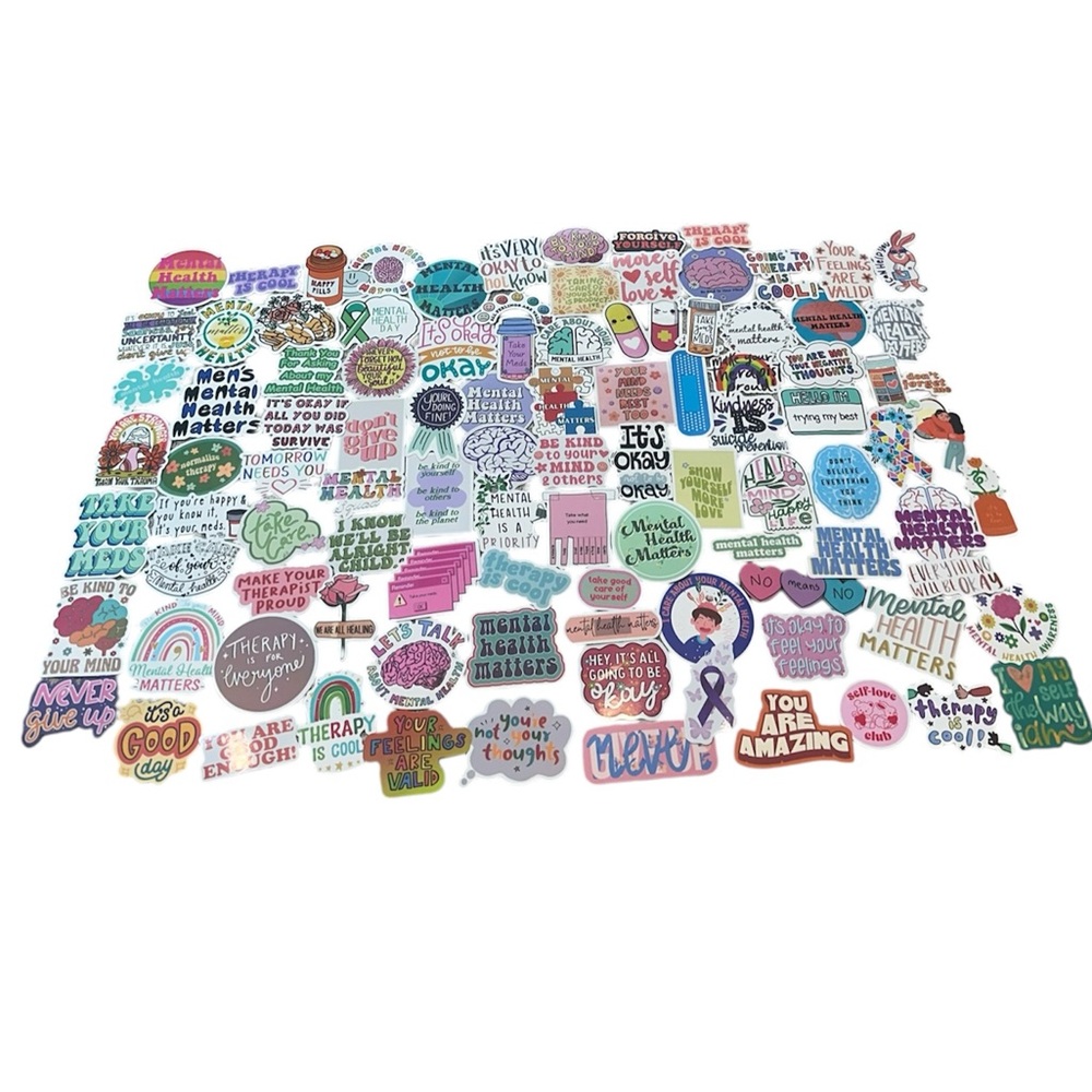 Mental Health Matters Stickers 100 pcs Therapy Kindness Meds Motivation - Picture 2 of 9